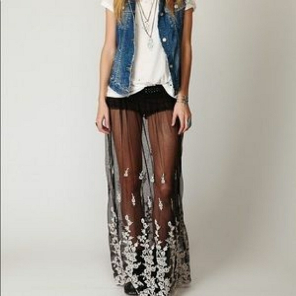 Free People Gypsy Junkies Sheer Embroidered Maxi